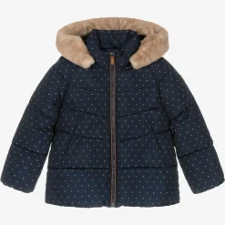 Mayoral Coats & Jackets*Girls Navy Blue & Beige Puffer Jacket