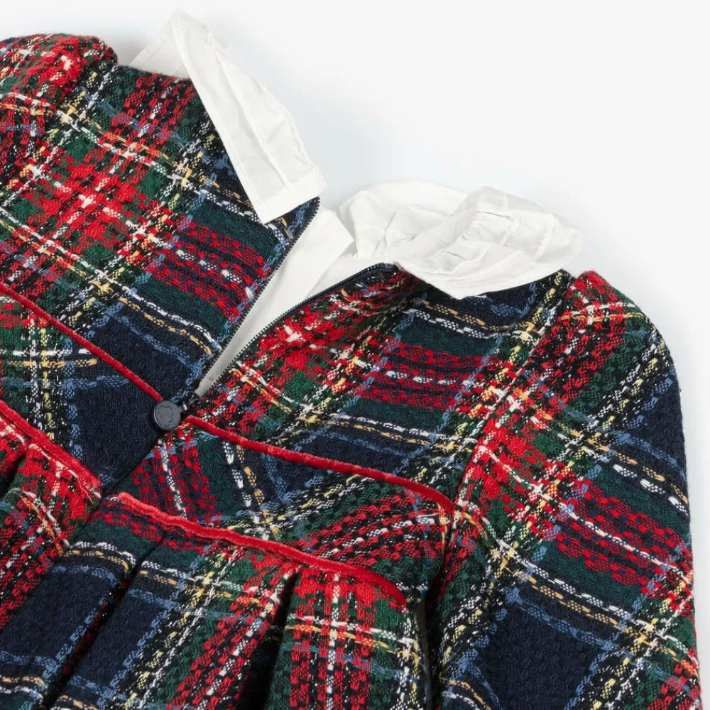 Mayoral Dresses|Dresses*Girls Navy Blue & Red Check Dress