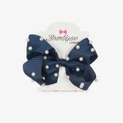 Bowtique London Hair Accessories*Girls Navy Blue Bow Hair Clip (11cm)