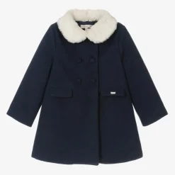 Pureté Du... Bébé Coats & Jackets*Girls Navy Blue Collared Coat
