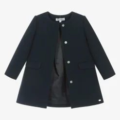 Tartine et Chocolat Coats & Jackets*Girls Navy Blue Collared Coat