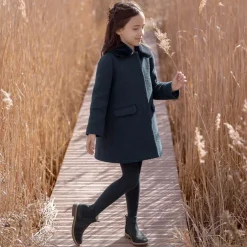 Tartine et Chocolat Coats & Jackets*Girls Navy Blue Collared Coat
