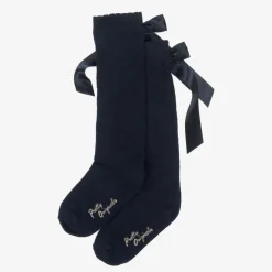 Pretty Originals Socks*Girls Navy Blue Cotton Bow Socks