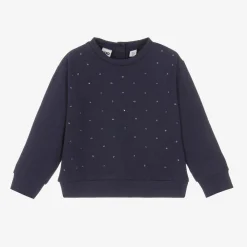 iDO Baby Tops*Girls Navy Blue Cotton Diamanté Sweatshirt