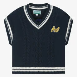 KENZO KIDS Tops*Girls Navy Blue Cotton Knit Slipover