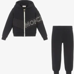 Moncler Enfant Tracksuits*Girls Navy Blue Cotton Logo Tracksuit