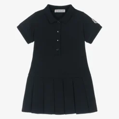 Moncler Enfant Dresses*Girls Navy Blue Cotton Piqué Polo Dress