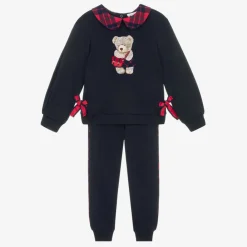 Patachou Tracksuits*Girls Navy Blue Cotton Teddy Tracksuit