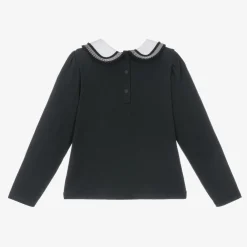 Patachou Tops*Girls Navy Blue Cotton Top