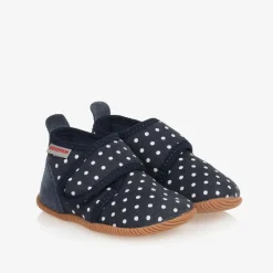 Giesswein Slippers|Slippers*Girls Navy Blue Dotted Velcro Slippers