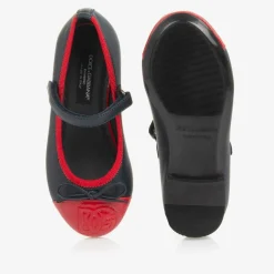 Dolce amp; Gabbana Pumps & Ballerinas|Pumps & Ballerinas*Girls Navy Blue Embroidered Leather Pumps