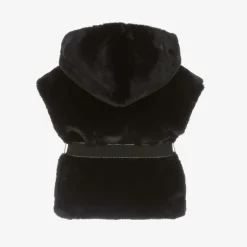 Lapin House Coats & Jackets*Girls Navy Blue Faux Fur Hooded Gilet