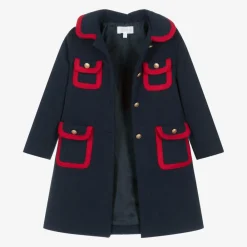 Patachou Coats & Jackets*Girls Navy Blue Felted Coat