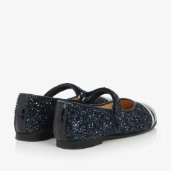 Childrensalon Occasions Bar Shoes|Bar Shoes*Girls Navy Blue Glittery Mary Jane Shoes