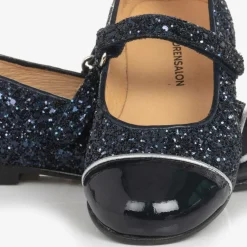 Childrensalon Occasions Bar Shoes|Bar Shoes*Girls Navy Blue Glittery Mary Jane Shoes