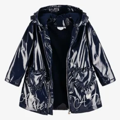 A Dee Coats & Jackets*Girls Navy Blue Hooded Raincoat