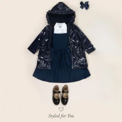 A Dee Coats & Jackets*Girls Navy Blue Hooded Raincoat