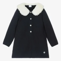 Artesanía Granlei Coats & Jackets*Girls Navy Blue Knitted Coat