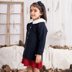 Artesanía Granlei Coats & Jackets*Girls Navy Blue Knitted Coat