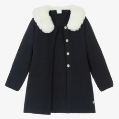 Artesanía Granlei Coats & Jackets*Girls Navy Blue Knitted Coat