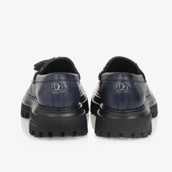 Dolce amp; Gabbana Loafers & Moccasins|Loafers & Moccasins*Girls Navy Blue Leather Loafers