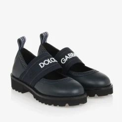 Dolce amp; Gabbana School Shoes|Bar Shoes*Girls Navy Blue Leather Shoes