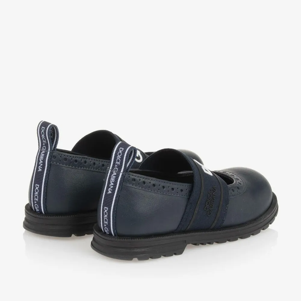 Dolce amp; Gabbana School Shoes|Bar Shoes*Girls Navy Blue Leather Shoes