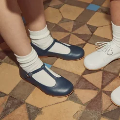 Beatrice amp; George Traditional Shoes|Bar Shoes*Girls Navy Blue Leather T-Bar Shoes