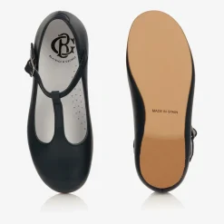 Beatrice amp; George Traditional Shoes|Bar Shoes*Girls Navy Blue Leather T-Bar Shoes