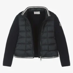 Moncler Enfant Coats & Jackets*Girls Navy Blue Padded Down & Wool Jacket