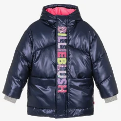 Billieblush Coats & Jackets*Girls Navy Blue Padded Sequin Coat