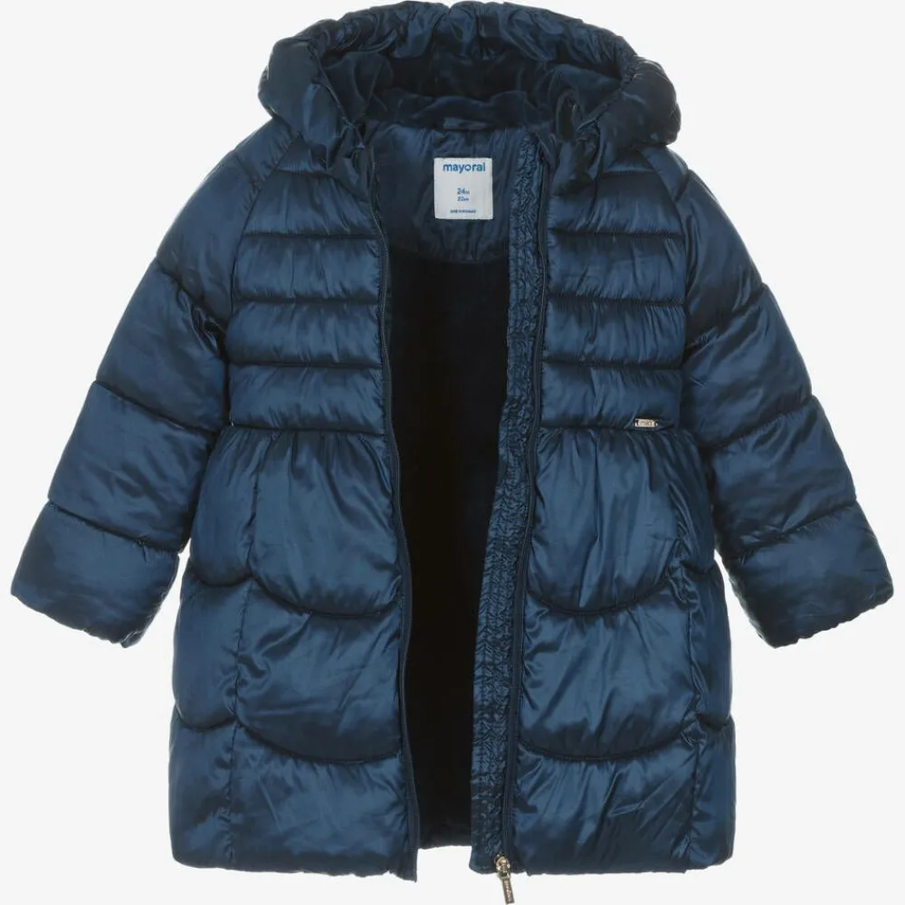 Mayoral Coats & Jackets*Girls Navy Blue Puffer Coat