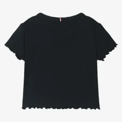 Tommy Hilfiger Tops*Girls Navy Blue Ribbed Cotton T-Shirt