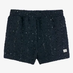 Le Chic Shorts*Girls Navy Blue Sequinned Shorts