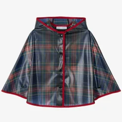 Dolce amp; Gabbana Coats & Jackets*Girls Navy Blue Tartan Rain Cape