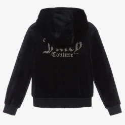 Juicy Couture Tops*Girls Navy Blue Velour Diamanté Zip-Up Top