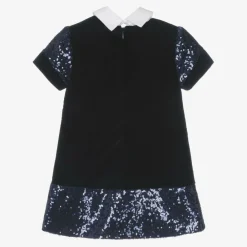 Lapin House Dresses*Girls Navy Blue Velvet & Sequin Dress