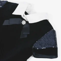 Lapin House Dresses*Girls Navy Blue Velvet & Sequin Dress