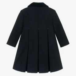 Ancar Coats & Jackets*Girls Navy Blue Wool & Velvet Coat