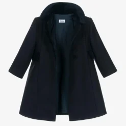 Ancar Coats & Jackets*Girls Navy Blue Wool & Velvet Coat