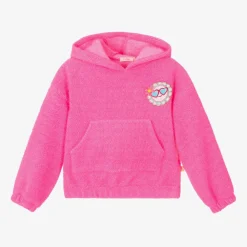 Billieblush Tops*Girls Neon Pink Glittery Flower Hoodie