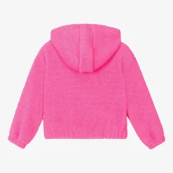 Billieblush Tops*Girls Neon Pink Glittery Flower Hoodie