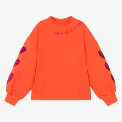 Agatha Ruiz de la Prada Tops*Girls Orange Cotton Heart Sweatshirt