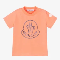 Moncler Enfant Tops*Girls Orange Cotton Logo T-Shirt
