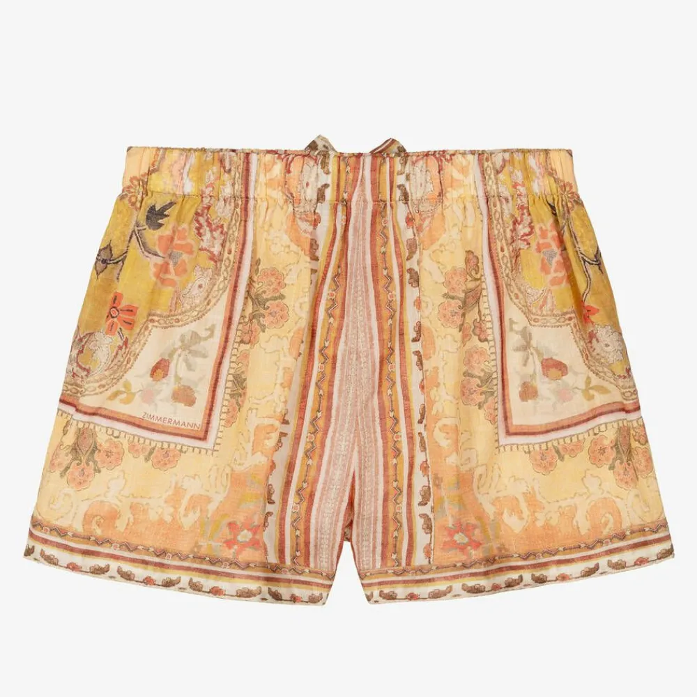 Zimmermann Shorts*Girls Orange Patterned Cotton Shorts mustardmulti