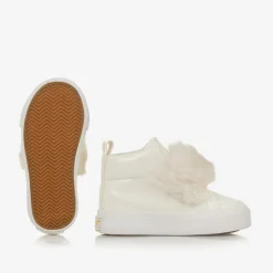 A Dee Trainers*Girls Patent Ivory High Top Trainers