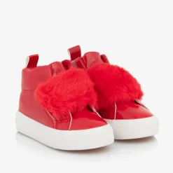 A Dee Trainers*Girls Patent Red High Top Trainers