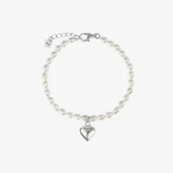 Tales From The Earth Jewellery*Girls Pearl & Silver Heart Bracelet
