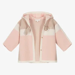 Chloé Tops*Girls Pink & Beige Cotton Knit Cardigan