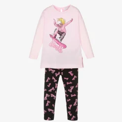Monnalisa Outfit Sets*Girls Pink & Black Barbie Leggings Set
